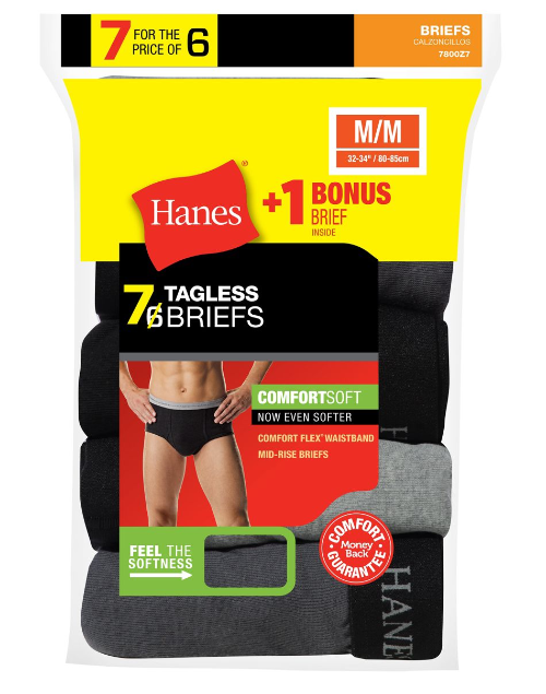 162-7-24Hanes Men's Mid Rise Briefs