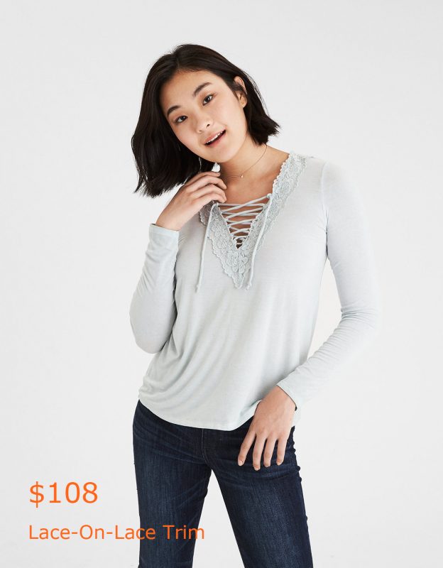 108AE Lace-On-Lace Trim Top