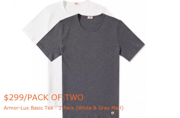 150-299Armor-Lux Basic Tee - 2 Pack (White & Grey Marl) - END-