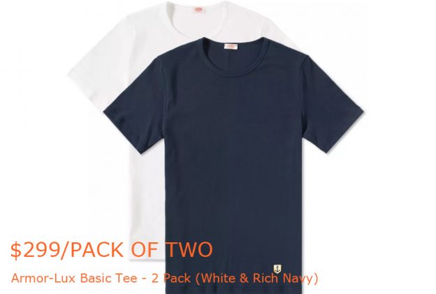 150-299Armor-Lux Basic Tee - 2 Pack (White & Rich Navy) - END-