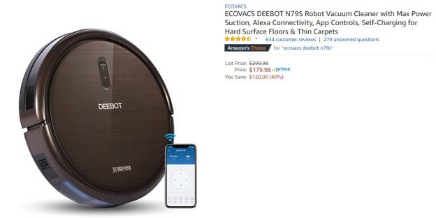 179.98-299.98ECOVACS DEEBOT N79S Robot Vacuum Cleaner