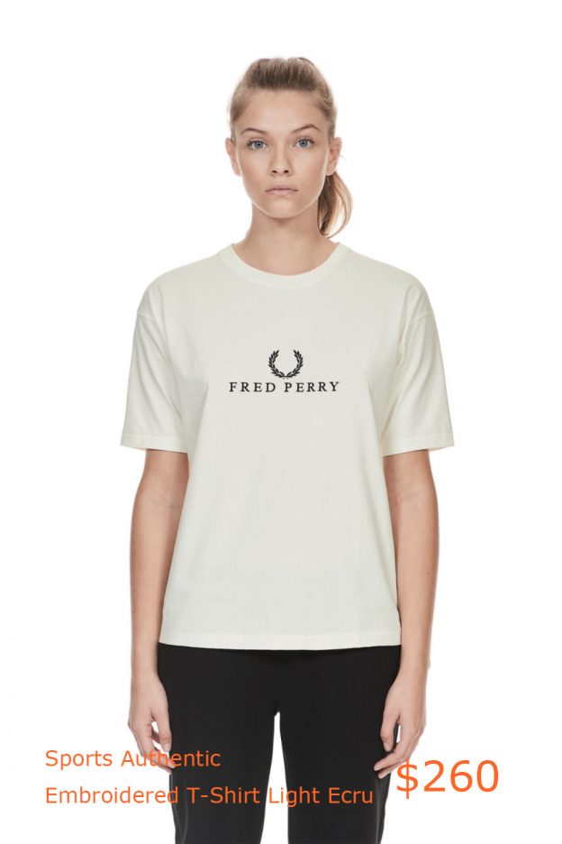 260Fred Perry - Sports Authentic Embroidered T-Shirt Light Ecru