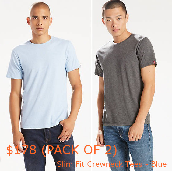 89-178Slim Fit Crewneck Tees (2-pack) - Blue