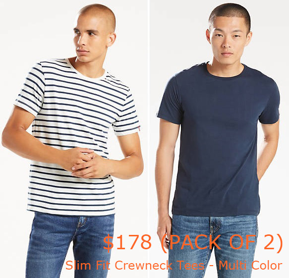 89-178Slim Fit Crewneck Tees (2-pack) - Multi Color