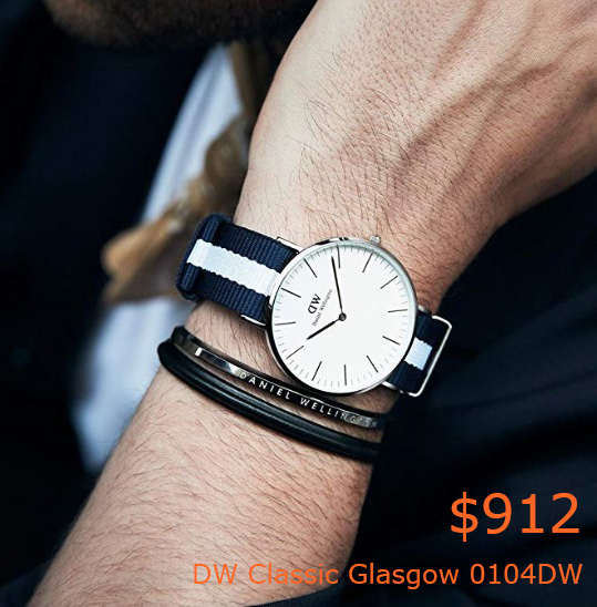 912Daniel Wellington Men's Quartz Watch Classic Glasgow 0104DW with Plastic Strap