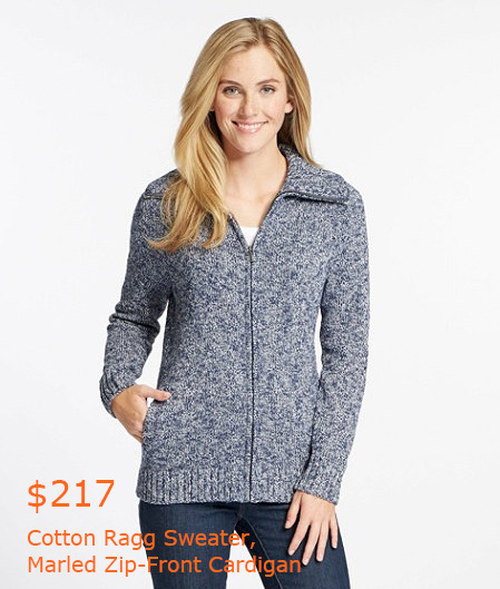 217Cotton Ragg Sweater, Marled Zip-Front Cardigan