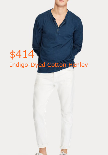 414Indigo-Dyed Cotton Henley