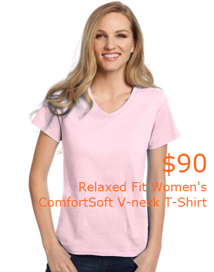 90Hanes Relaxed Fit Women's ComfortSoft V-neck T-Shirt -