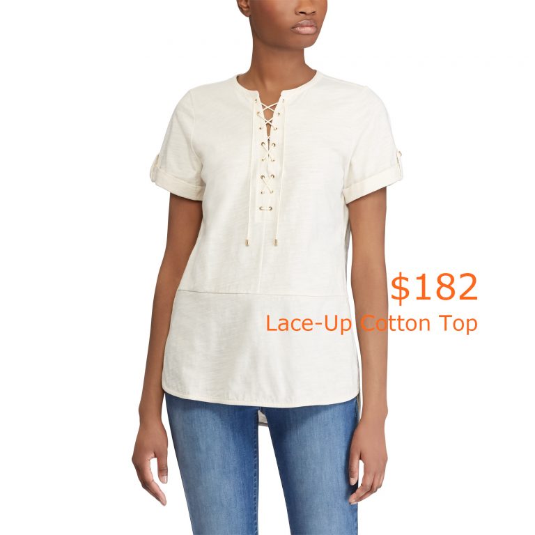 182Lace-Up Cotton Top