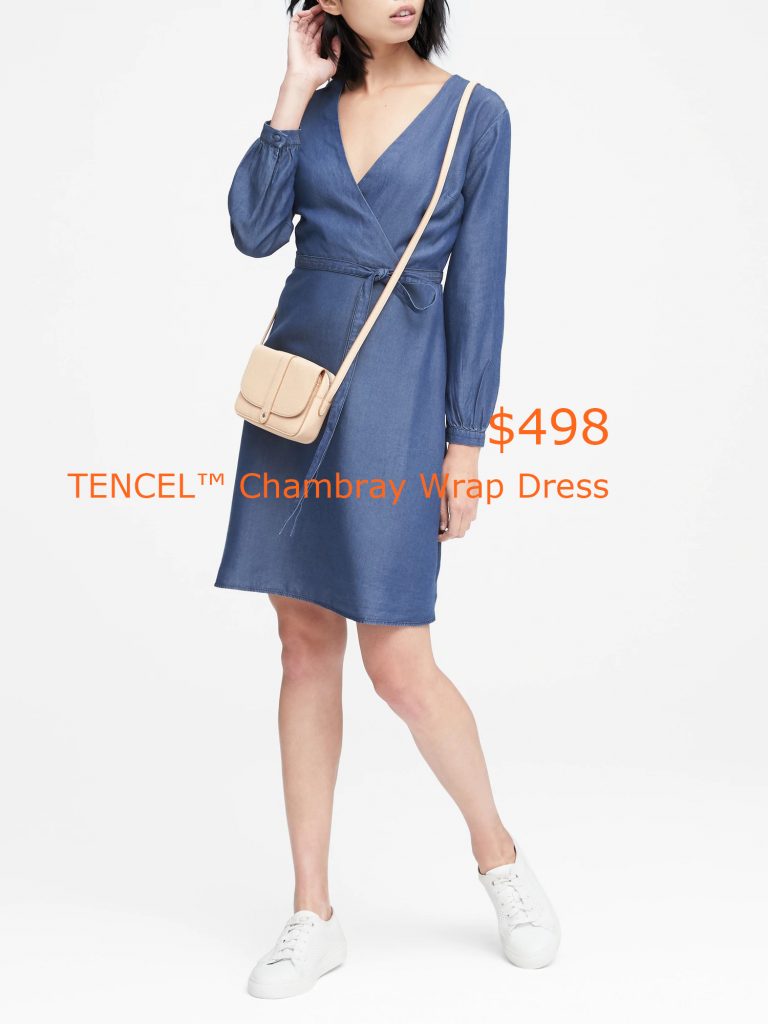 498TENCEL™ Chambray Wrap Dress