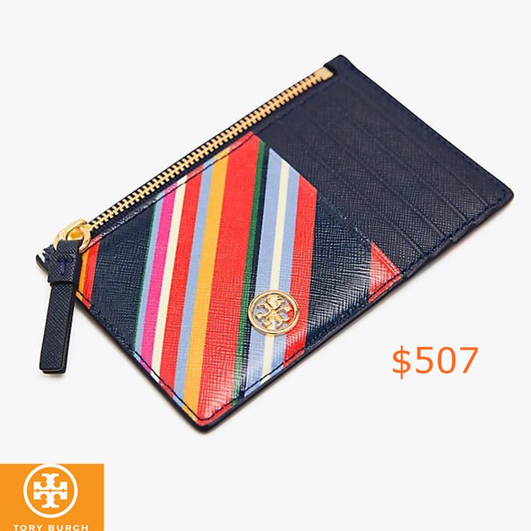 507Tory Burch Robinson Striped Slim Card Case