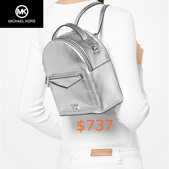 737Jessa Small Metallic Pebbled Leather Convertible Backpack