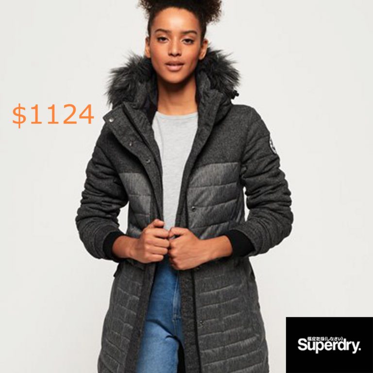 1124Superdry Elements Tweed Hooded Parka Jacket