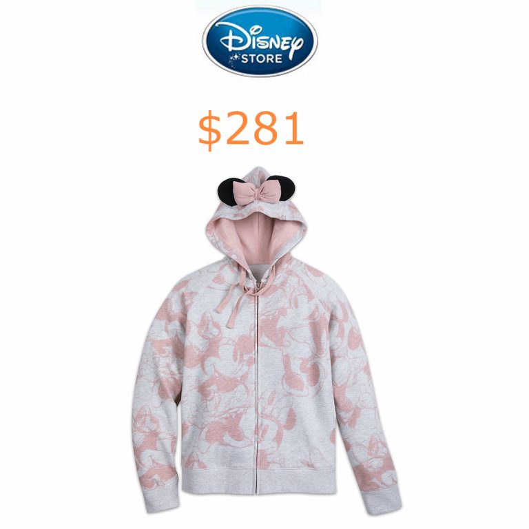 281Minnie Mouse Pink Bow Zip Hoodie for Women