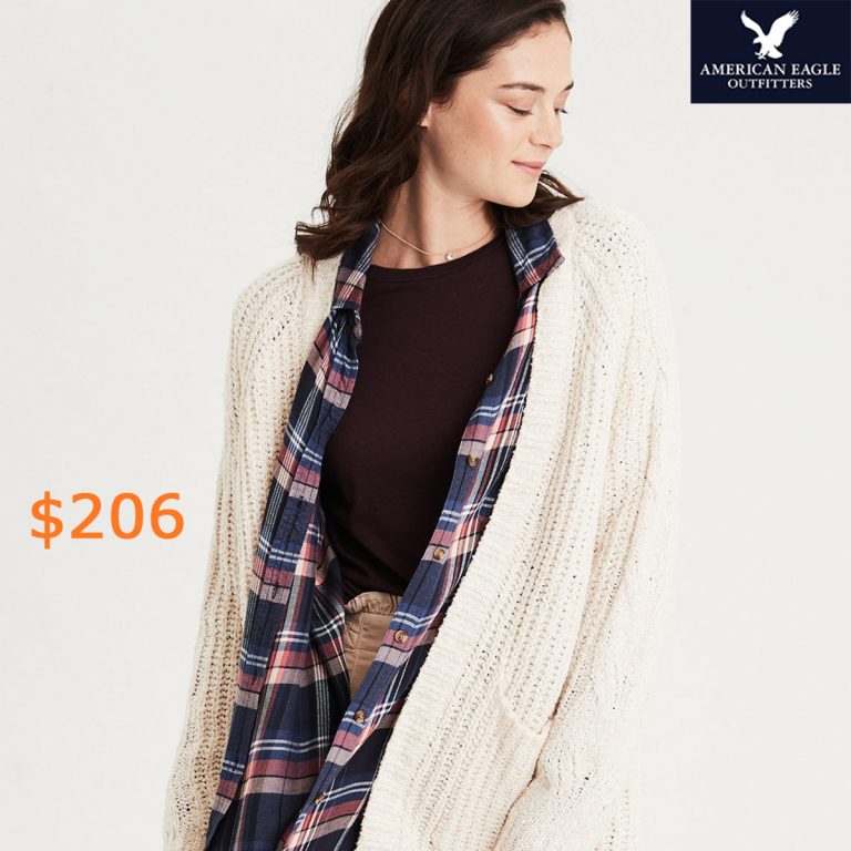 206AE Slouchy Cable Cardigan Sweater