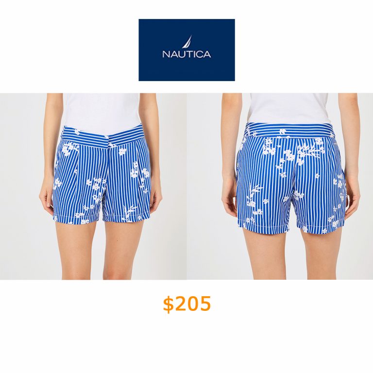 205Striped + Floral Pleated Shorts - 5- Inseam