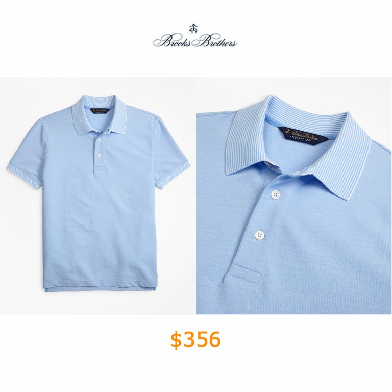 356Original Fit Cotton and Linen Stripe Collar Polo Shirt